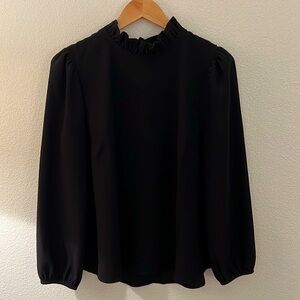 JCrew long sleeve black ruffle shirt